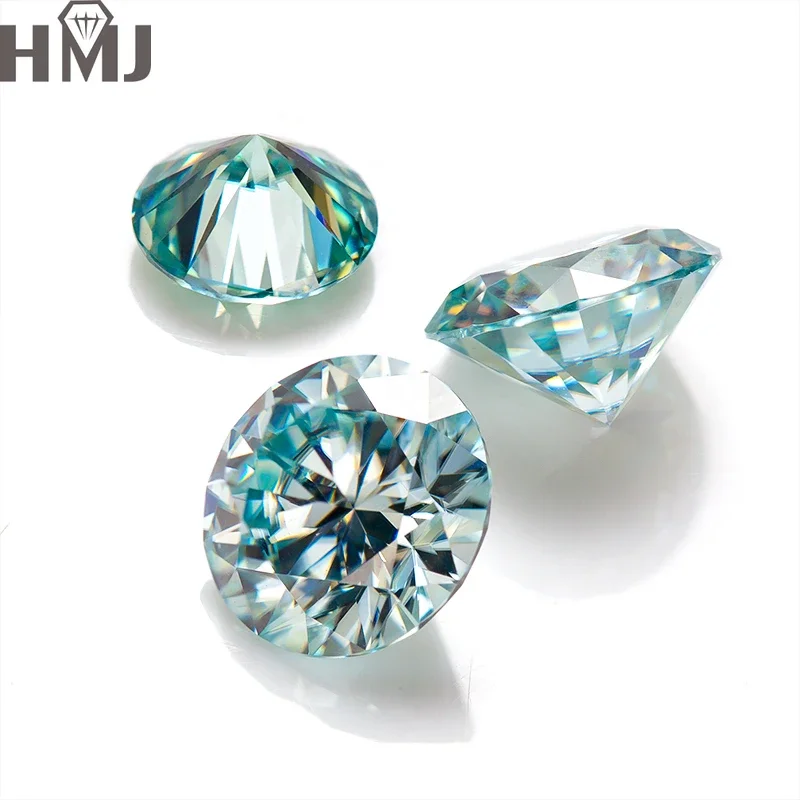 

Loose Moissanite Stones Aqua Blue 1.0CT Color VVS1 Round Cut Brilliant Gemstone for Making Engagement/Jewelry/Pendant/Earring