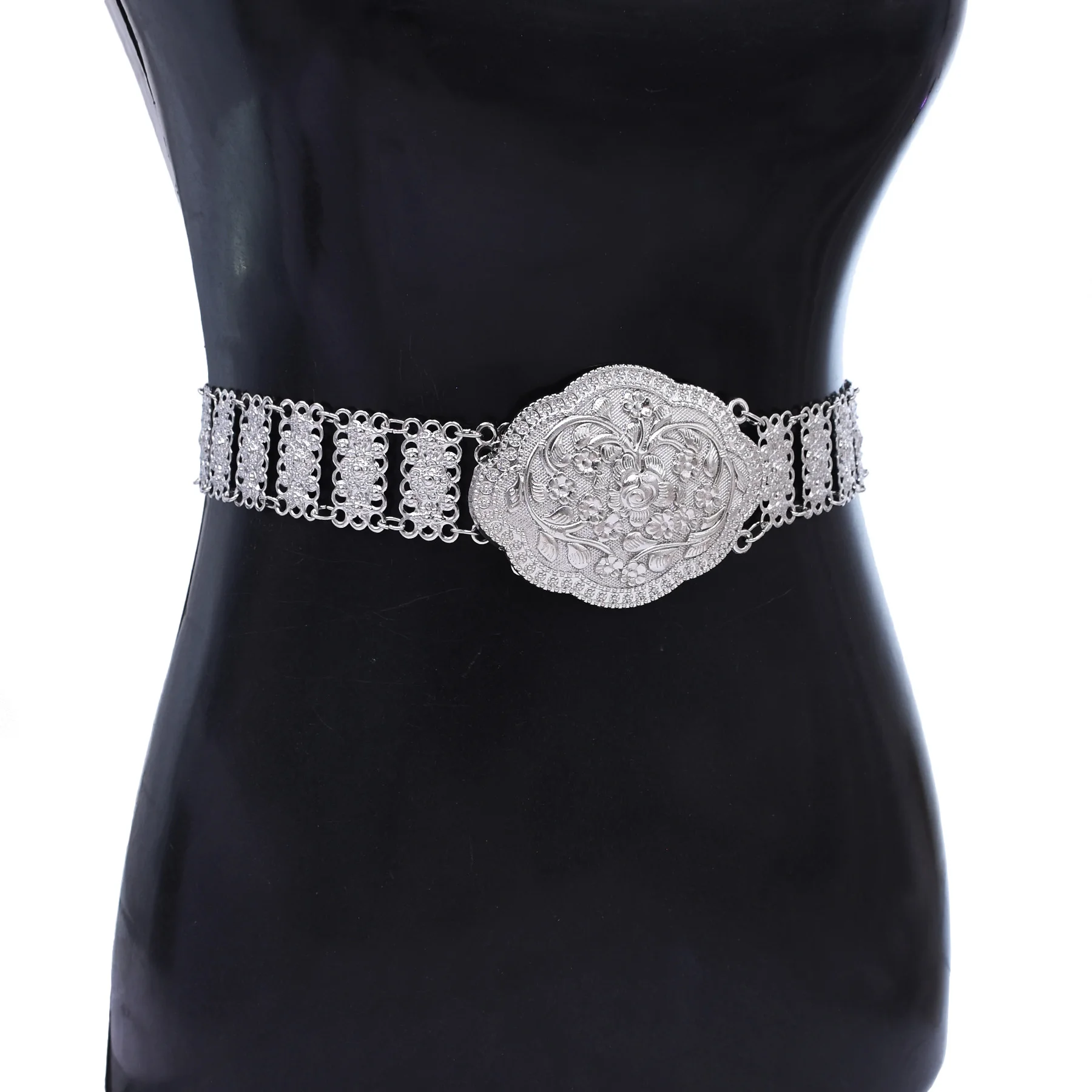 Silver Plated Moroccan Caftan Belt Hollow Geometry Chain Belly Jewelry For Women Men Vintage Ethnic Tribal Indian Body Accessory