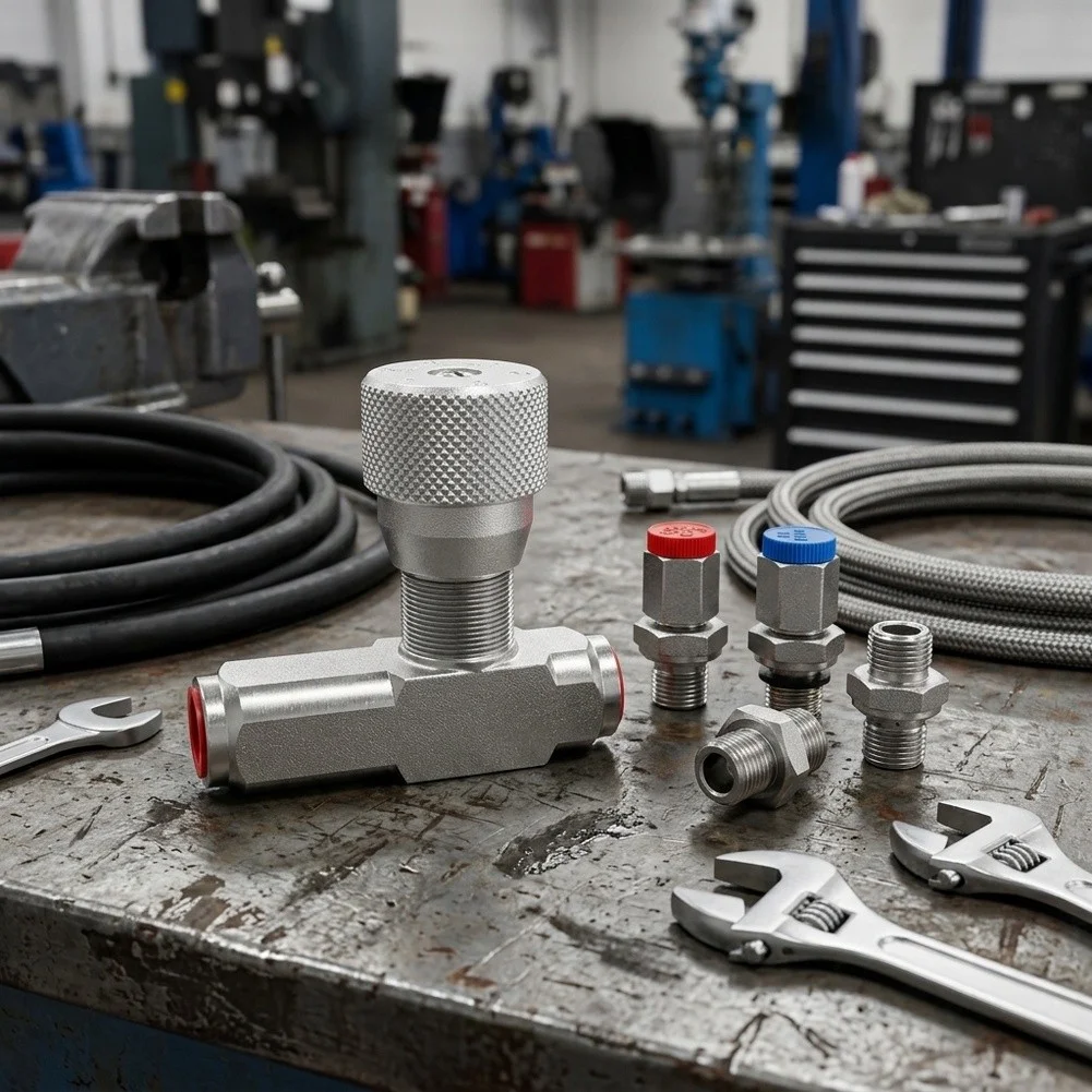 Hydraulic Flow Control Valve G1/4 STU Type One Way Adjustable Throttle Valve 20C to 90C Operating Temperature Range