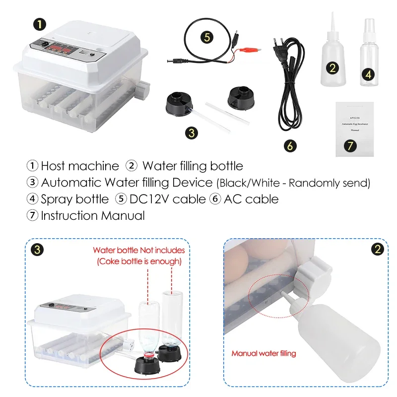 16 Eggs Dual-electric Fully Automatic Turning Egg Incubator Smart Temperature Control Chicken Hatching Box Household Brooder