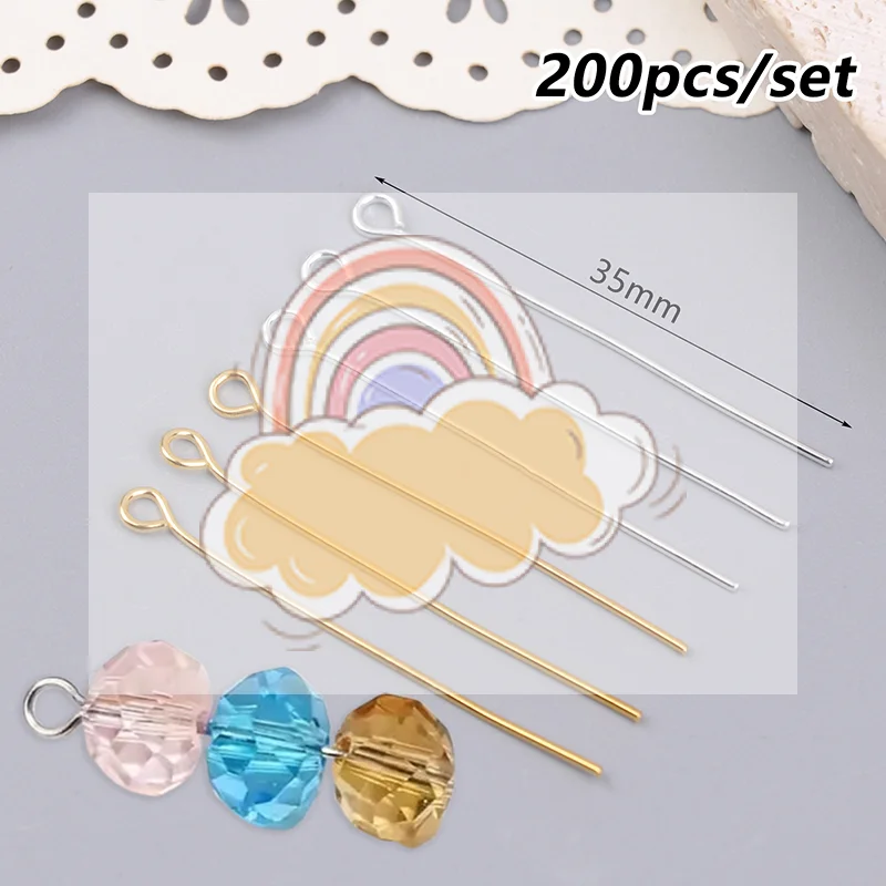 200 قطعة 35 مللي متر سلك معدني صغير دبابيس الديكور الصغيرة المفتوحة العين رئيس دبابيس الإبر DIY بها بنفسك الحرفية أقراط مجوهرات اكسسوارات #1