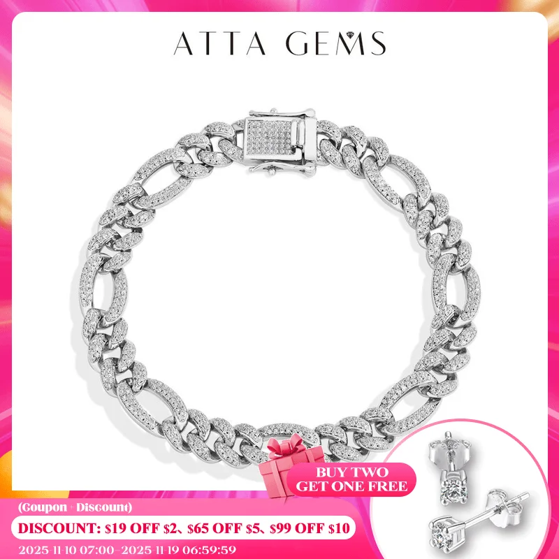 

ATTAGEMS 2025New Full Moissanite Cuba Chain for ManWomen 925 Sterling Silver 18kGold Plated Classic Tennis Bracelet Fine Jewelry