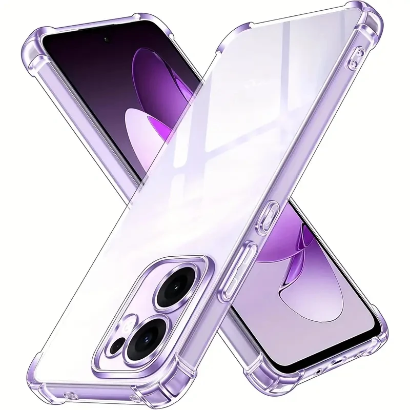 Thick Shockproof Silicone Case For OPPO Reno 13 13F 14F 15F 15 F A6X A5 A6 A5X Realme 14T 15T 14 Pro 5G Protection Clear Cover