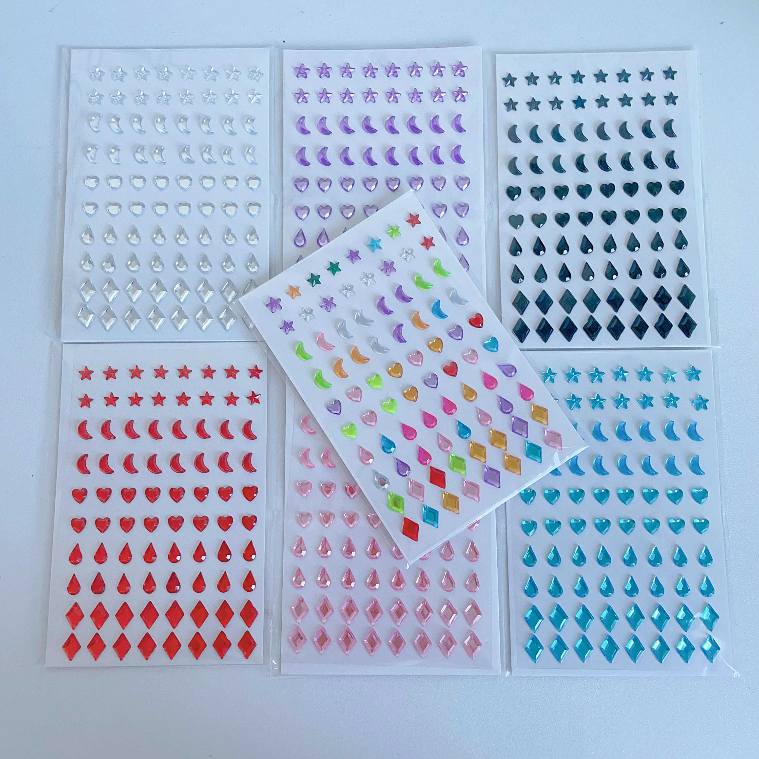 

7, набор специальных наклеек, блестящие наклейки с кристаллами, детский подарок, украшение для сцены, наклейки для макияжа, хрустальные красочные лунные звезды