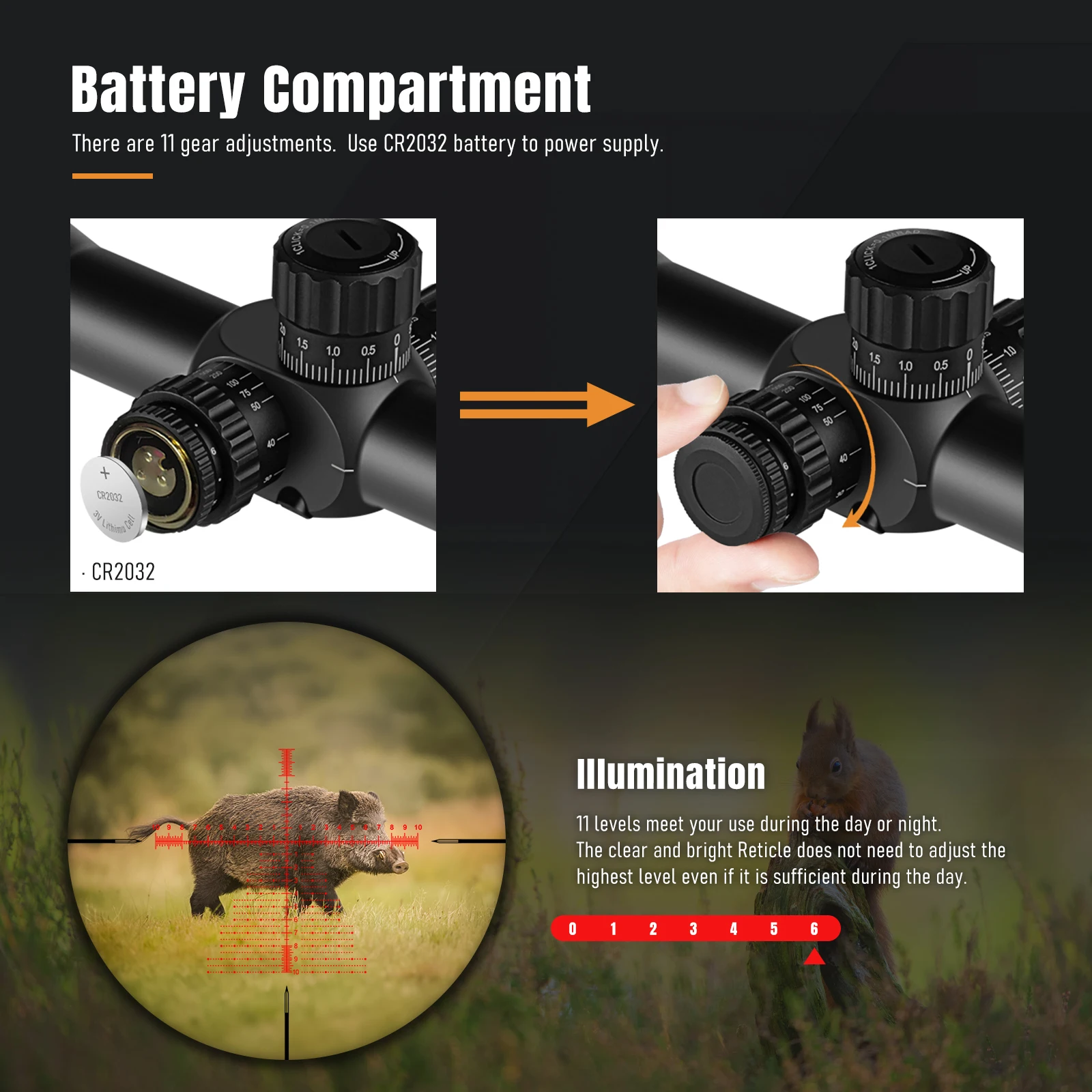 Spina Optics WolfChase Gen II Zero Stop HD 4-16x44 FFP First focal plane Scope Sight 5-150m Tactical Hunting,30mm,1/10 MRAD view 3