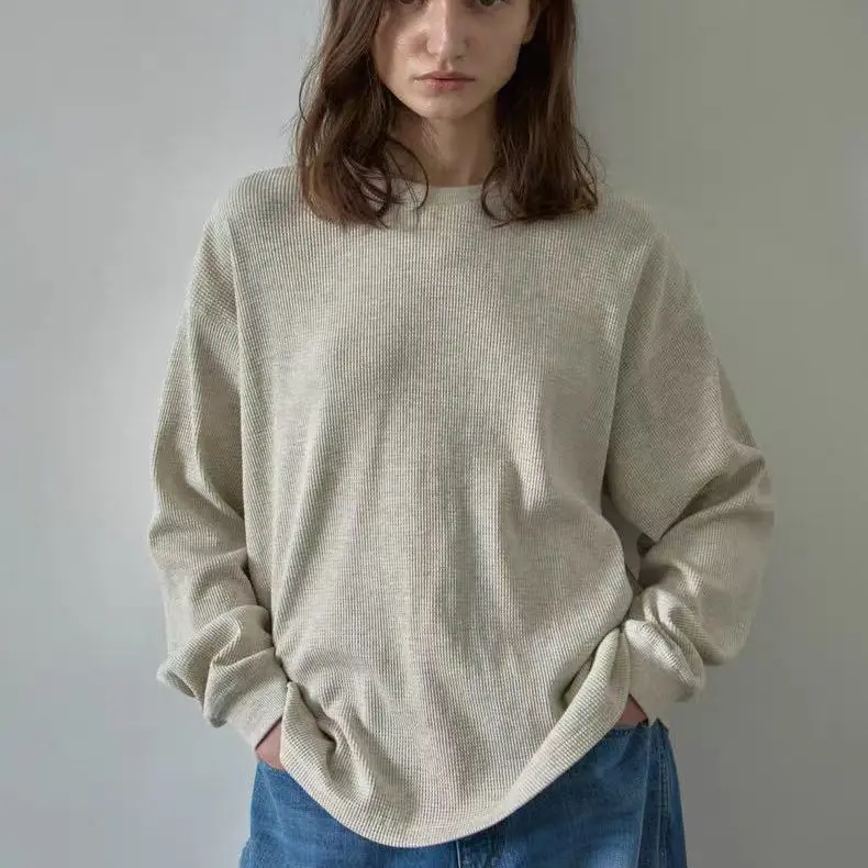 Letnia luźna długa koszulka damska z wzorem na szyi chroniąca przed słońcem, odprowadzająca wilgoć, okrągły dekolt...