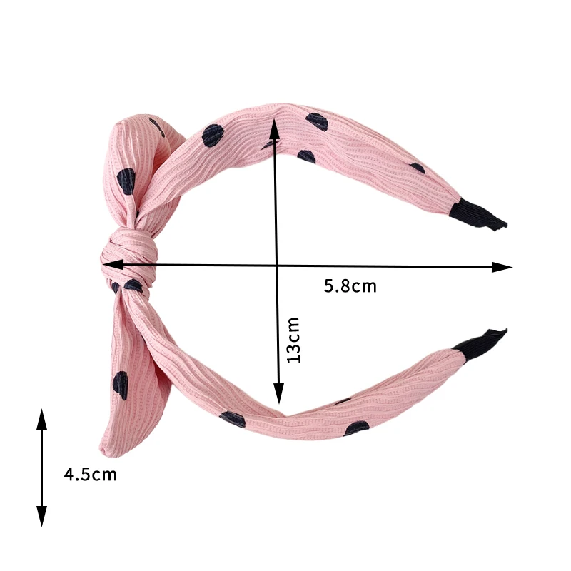 Neues plissiertes Kaninchenohr-Haarband mit Punkten für Damen, einfache und modische quadratische Schleife, Stirnband mit breitem Rand, vielseitige Haarspange – Detail 1