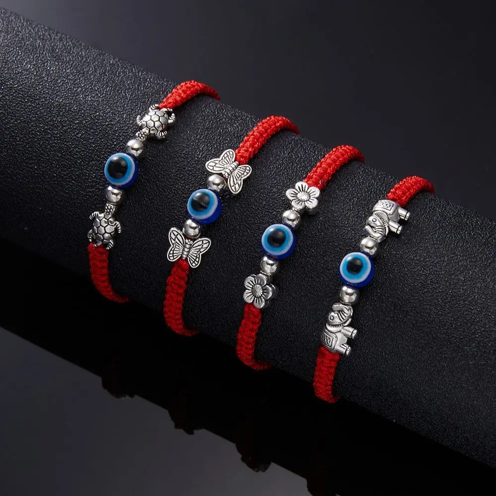 

Retro Friendship Flower Elephant Braided Woven Demon Eye Bracelet For Women Lucky Bracelet Hand Rope
