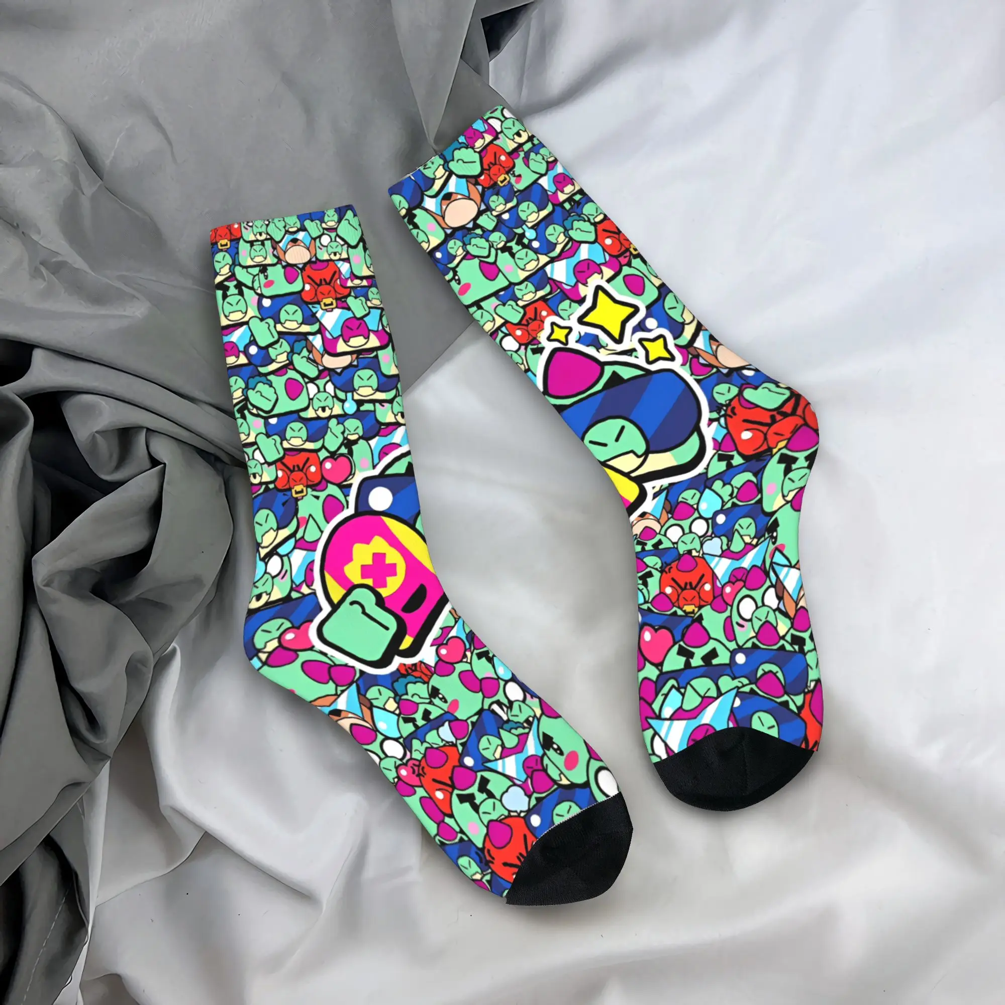 Brawleds funny game Crew Socks for Women Men Accessories All Seasons  Warm Middle Tube Socks Breathable