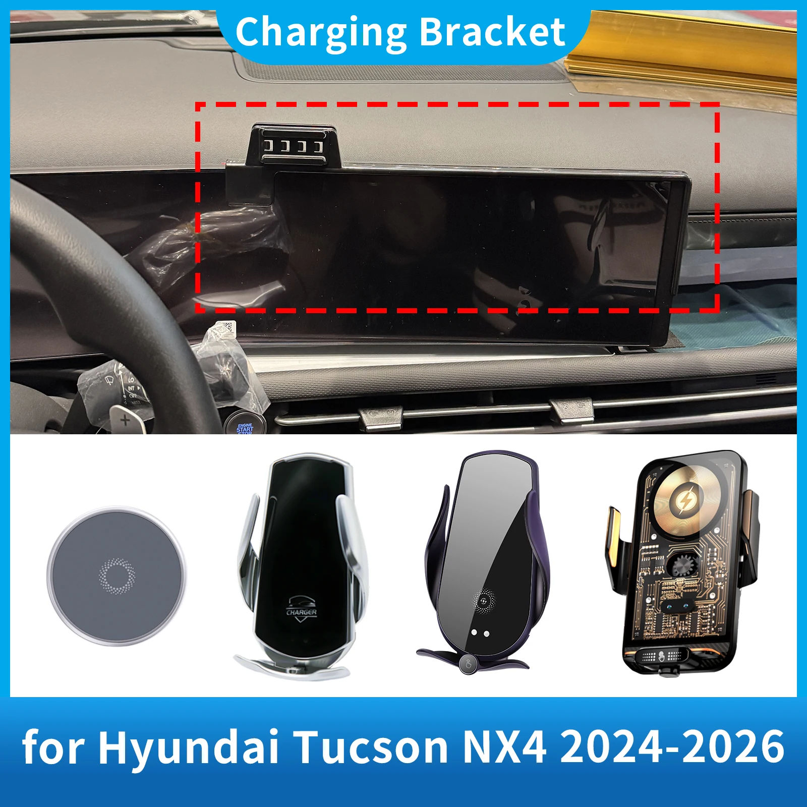 

Car Phone Holder for Hyundai Tucson NX4 2024 2025 2026 Screen Navigation GPS Bracket Base Accessories Charging