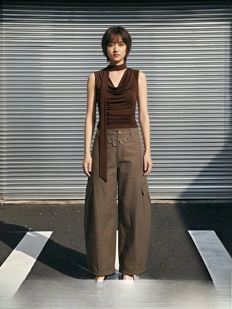 

High Waist Wide Leg Workwear Pants for Women Summer New Style Lightweight Big Pocket Casual Cotton Trousers by H&M