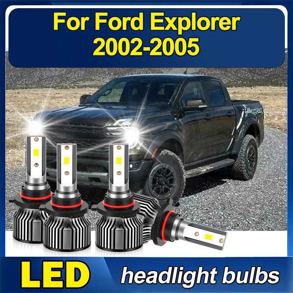 

2PCS 3570 CSP 6500K White LED Headlight Kit 9005 9006 High/Low Lamp Bulb Super Bright Headlamps For Ford Explorer 2002-2005