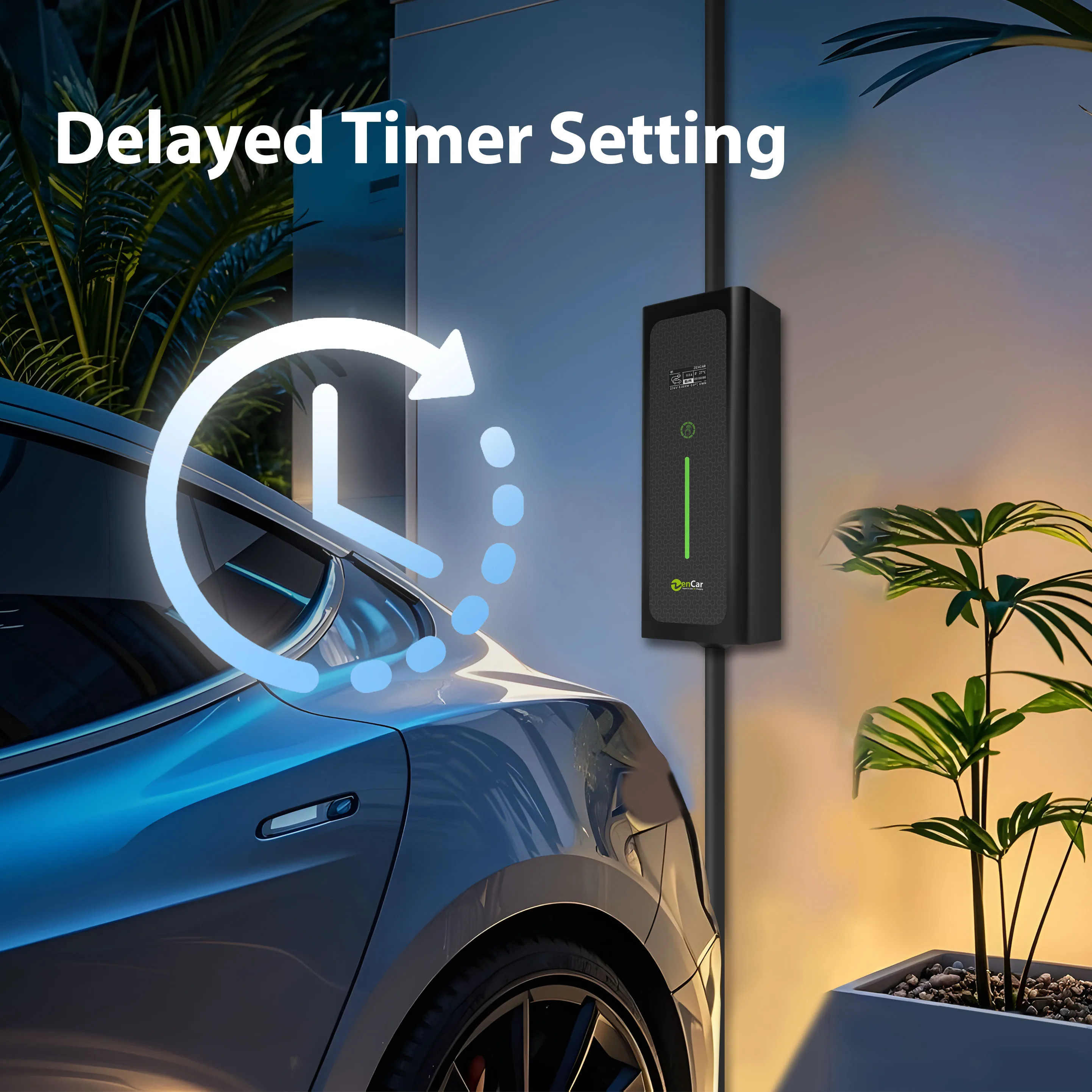 Zencar 16A 32A Уровень 2 Ev Портативное зарядное устройство 3,6 кВт Автомобильное мобильное зарядное устройство 230 В Регулируемый усилитель с дополнительным приложением Wi-Fi Tuya