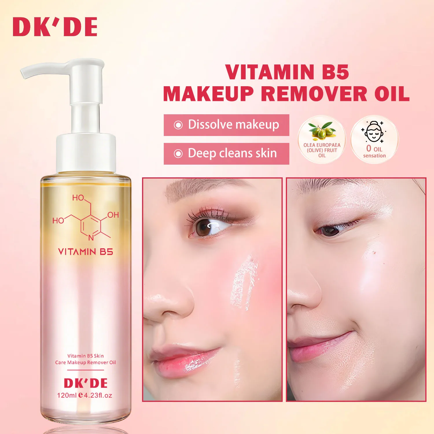 

Vitamin B5 Makeup Remover Oil Wash Deep Cleansing Dissolve Makeup Deep Cleans Skin Safe and Reassuring To Use