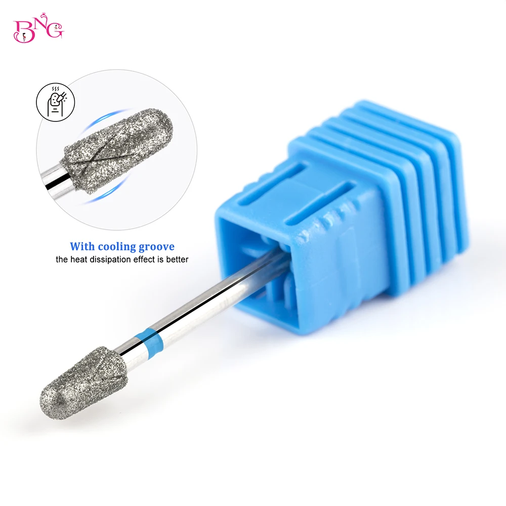 BNG 2Pcs Cuticle Drill Bit with Cooling Groove Russian Manicure Drill Bit Diamond Nail Bits Set for Manicure E-File Nail Prepare