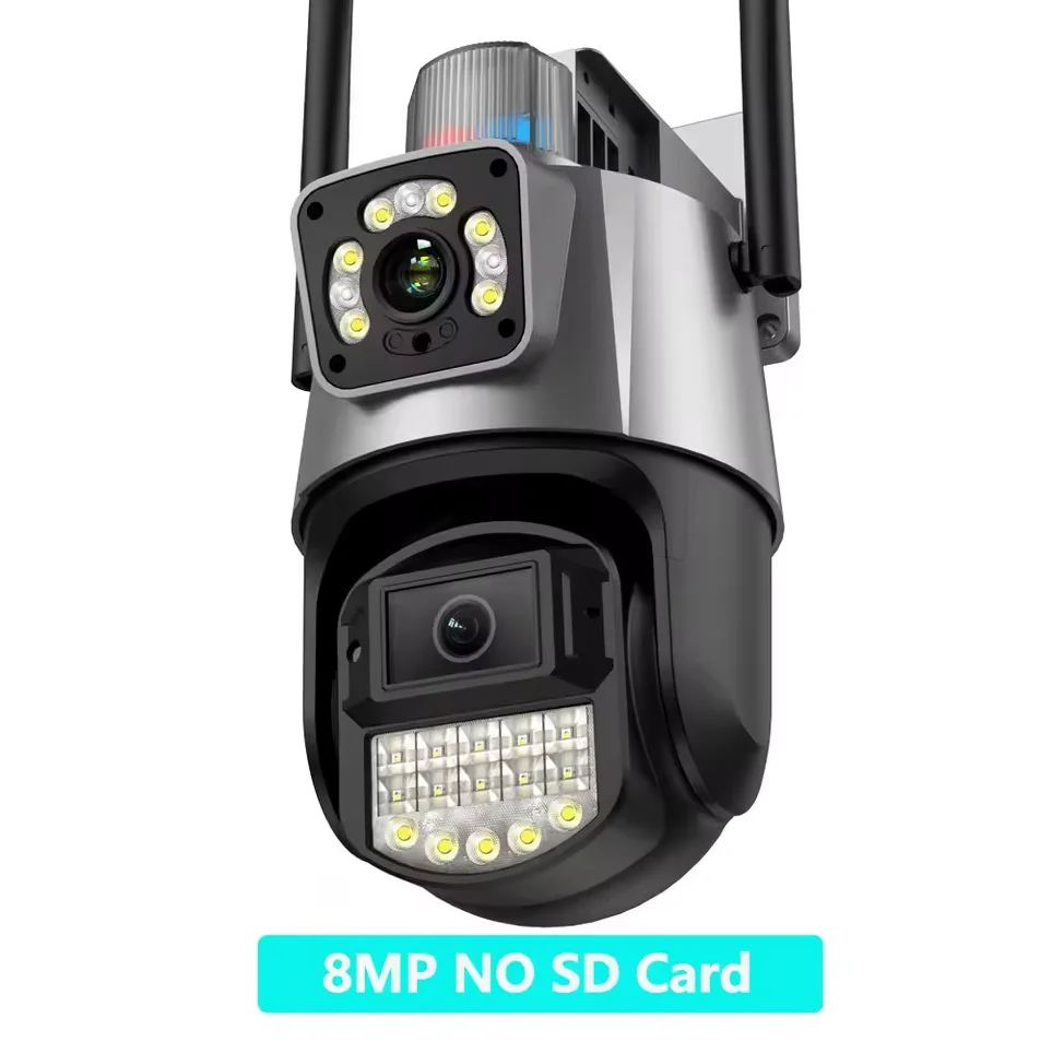 8MP Wifi Camera PTZ 8X Digital Zoom Night Vision Dual Screens Outdoor 4MP Security Protection CCTV Surveillance IP Camera