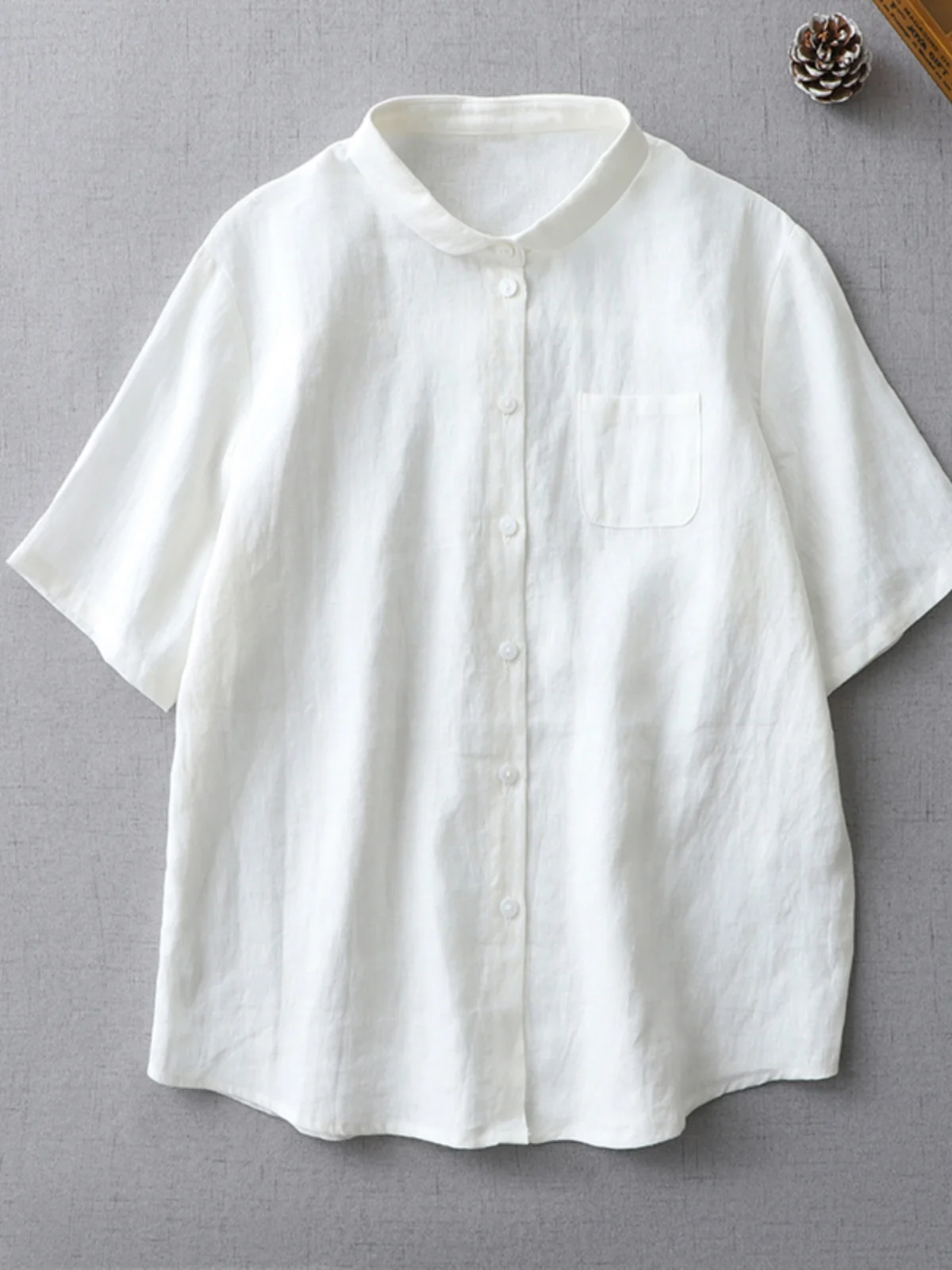 Camiseta holgada de lino Ne ort Sve para mujer, mezcla de lino y algodón, versátil, irt Simple Sle Commute Faion
