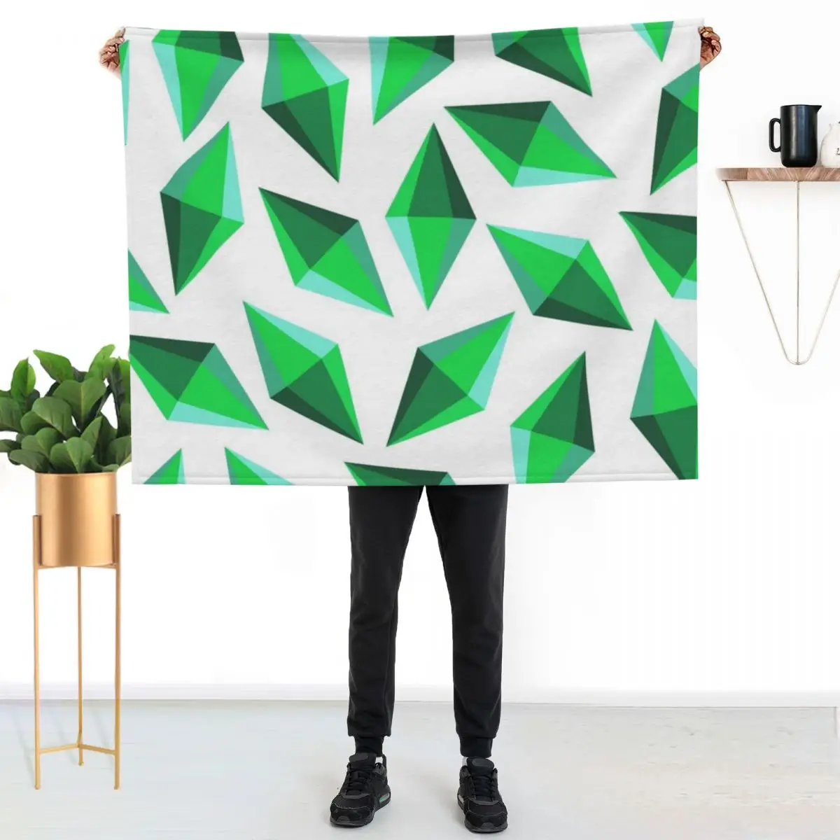 

Spinning Plumbobs Alternative Green Throw Blanket Travel Size Cozy Blanket for Plane Train