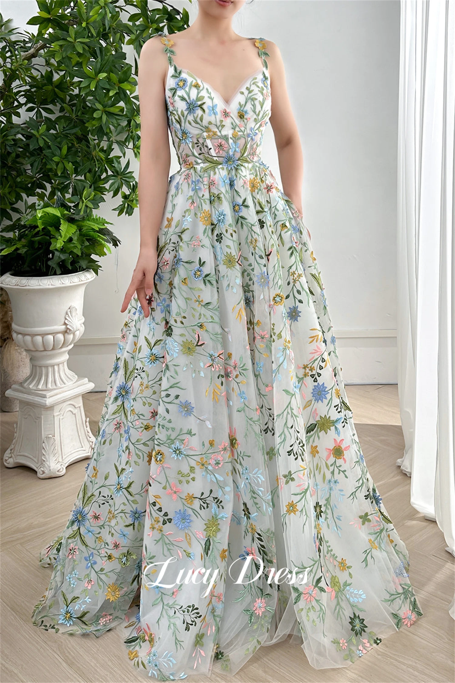 Lucy Elegant Party Dress Graduation Gown Evening Wedding Floral Fabric Bespoke Occasion Dresses for Special Occasions Customized