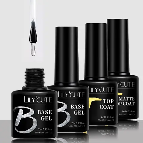 LILYCUTE 7ml 젤 매니큐어베이스 Nowipe 탑 코트 강화제 매니큐어 반영구적 UV LED 네일 아트 도구 UV 젤 바니쉬