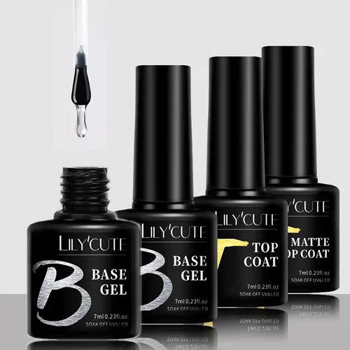 Imagen 1 del producto LILYCUTE 7ml Gel Esmalte Base Nowipe Top Coat Enhancer Manicura Semipermanente Soak Off UV LED Herramienta de Arte de uñas Esmalte de Gel UV