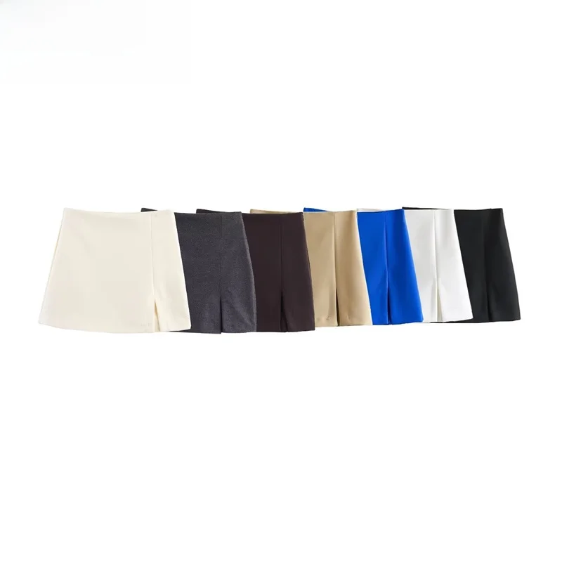 

ZBZR Spring New Women's High Waist Slit Design Slimming Versatile Skirt Pants Commute Sle Polyester Fiber A-Line ort Skirt