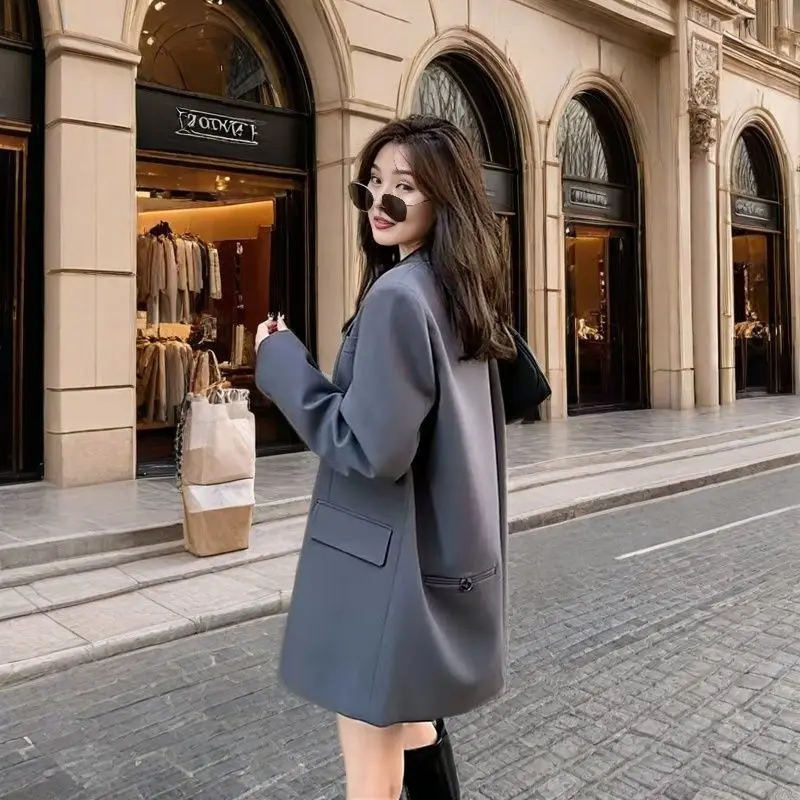 

Blazer Mujer Women'S Coat Sheer Wears Pearls Latest Lapels Silver Glossy Waist-Tight Turndown Regular Tight Pearl Age Reducing