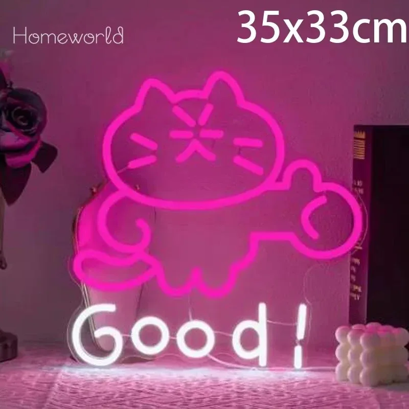 GOOD Cat Neon Sign LED Animal Neon Light Beauty Business Bedroom Pet Store Mall Wall Decor Children's Gift USB Powered