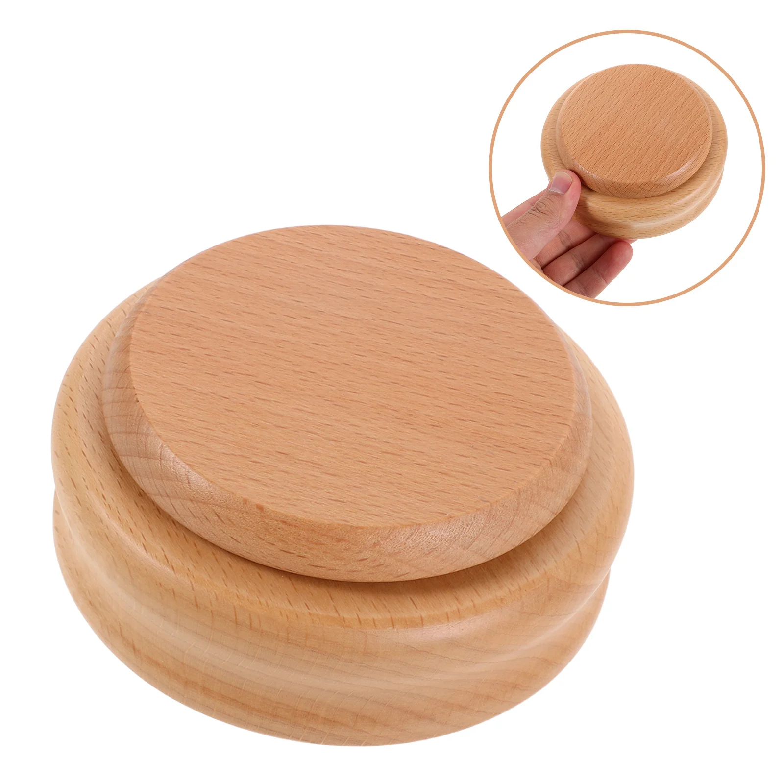 

DIY Music Box Base Round Rotatable Wooden Platform 11x11x5cm Smooth Surface Craft Music Box Accessory for DIY Projects