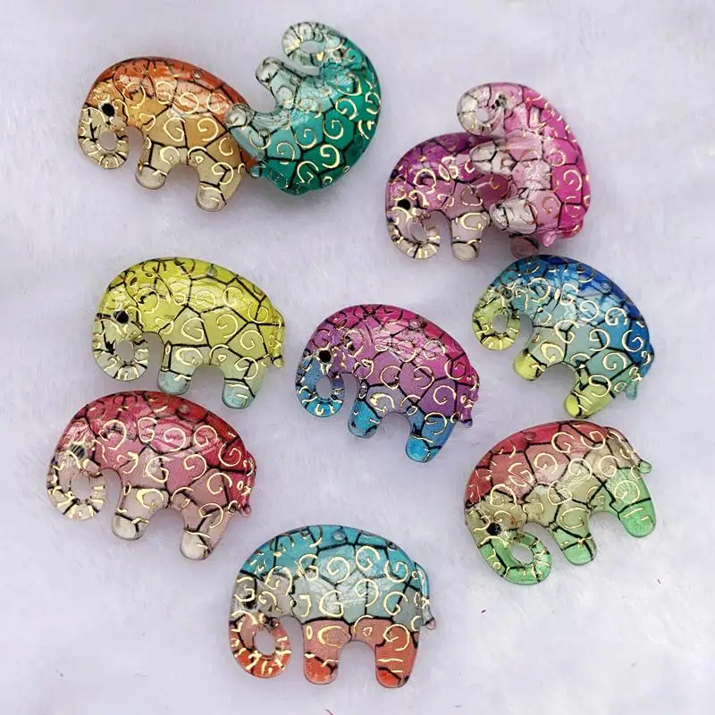 10pcs elephant shaped single hole pendant accessories scrapbook embellishments  kawaii resin flatback