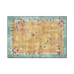 Rural Style Living Room Rug Area Traditional Chinese Printed Flower Home Decoration Bedside Rug Bedroom Non-slip Floor Mat