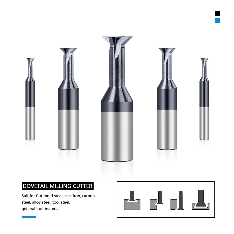 CMCP 1.5-16mm Carbide Dovetail Milling Cutter CNC Tool 45 60 Degree T Slotting Tungsten Steel Machining Tool for Metal End Mill