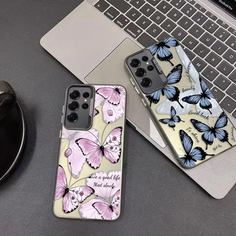 Phone Case For Samsung Galaxy S26 S25 S24 S23 S22 S21 S20 FE PLUS ULTRA Bumper Hard Shockproof Phone Cover Beautiful Butterfly