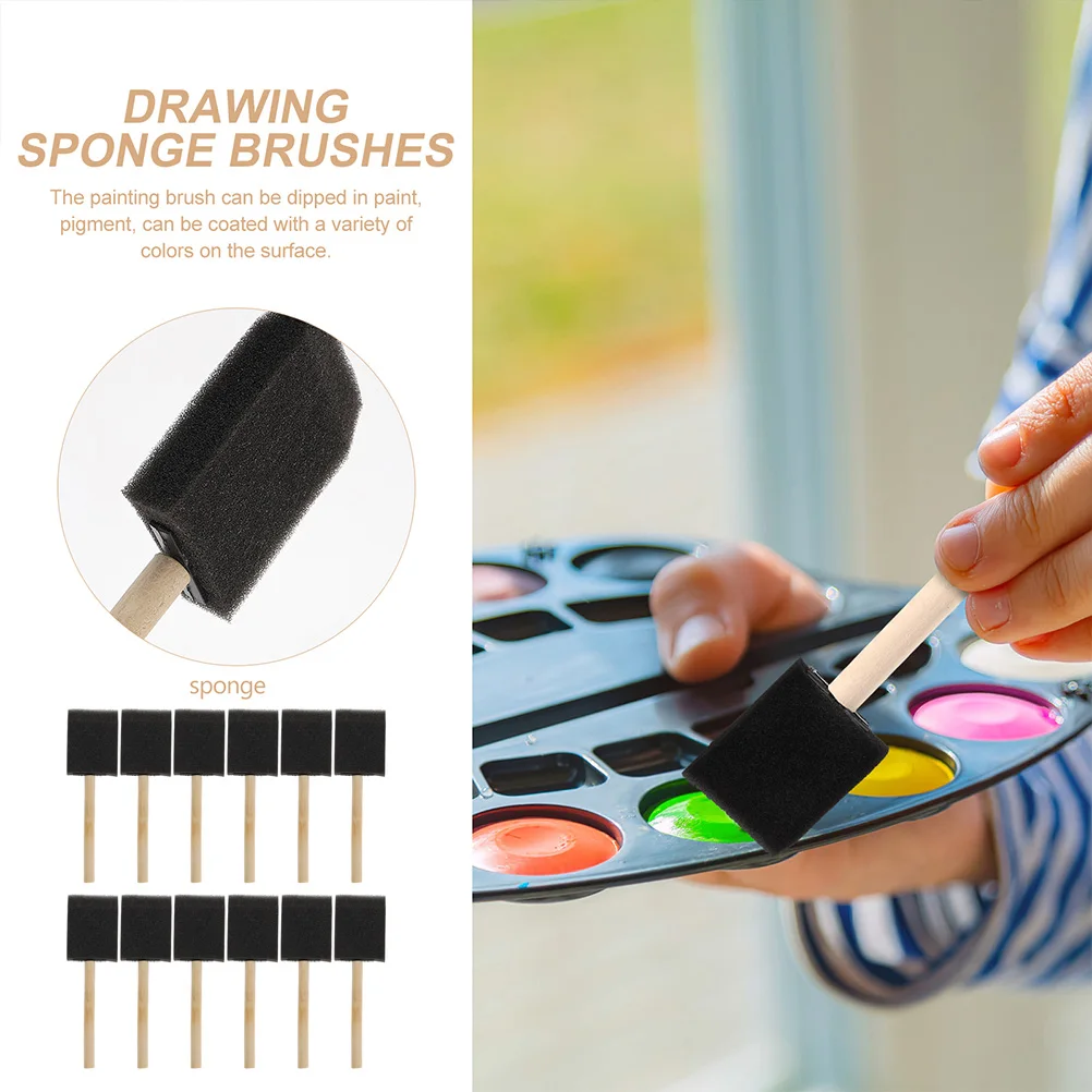 

12 Pcs Black Sponge Brushes for Kids Painting Tools Easy to Clean Portable Children Art Supplies Foam Brush Set