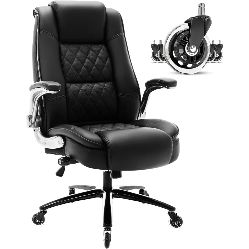 Silla de oficina con respaldo alto: soporte lumbar incorporado ajustable con brazos abatibles, silla ejecutiva de escritorio para computadora, sillas de trabajo, base de metal fuerte
