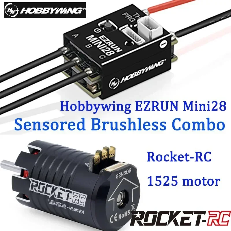 Hobbywing EZRUN MINI28 30A wykrył bezszczotkowy ESC Rocket-RC 1525 13.5T 17.5T 21.5T wykrył silnik do 1/28 GL wyścigów/samochód do driftu