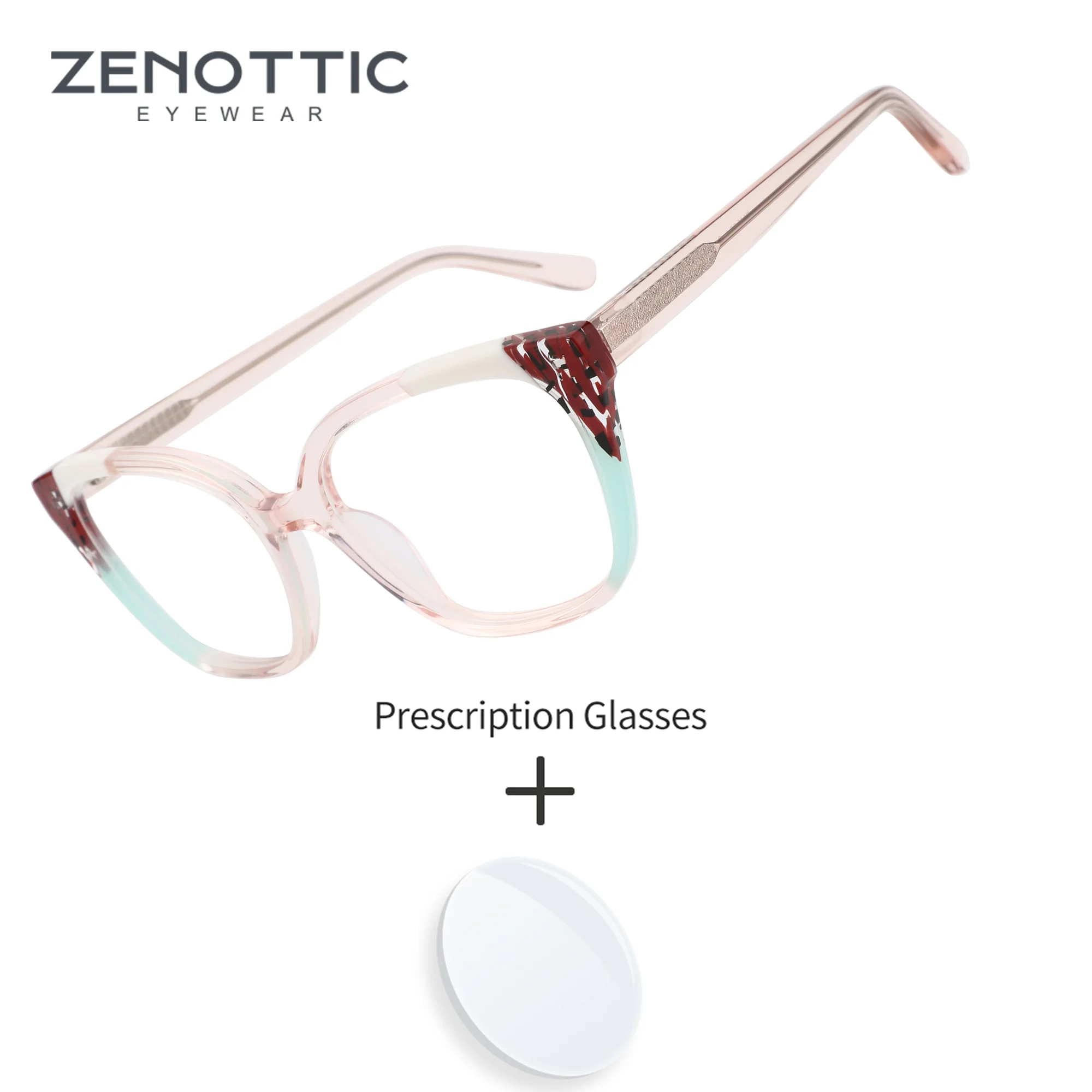 

ZENOTTIC XXS Size Women Lightweight Classic Cat Eye Acetate for Small Faces Anti-Blue Light Lenses Prescription Glasse