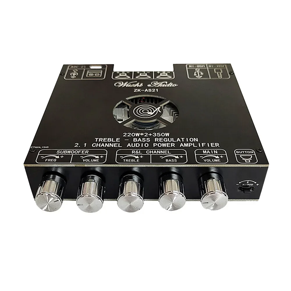 

ZK-AS21 2.1 Channel TPA3255 BT Digital Power Amplifier Board Module High and Low Tone Subwoofer 220W * 2 + 350W