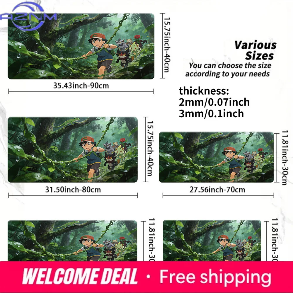 

Pokemon Ash Rainy Jungle Run Gaming Desk Mat Non-Slip Washable Mouse Pad