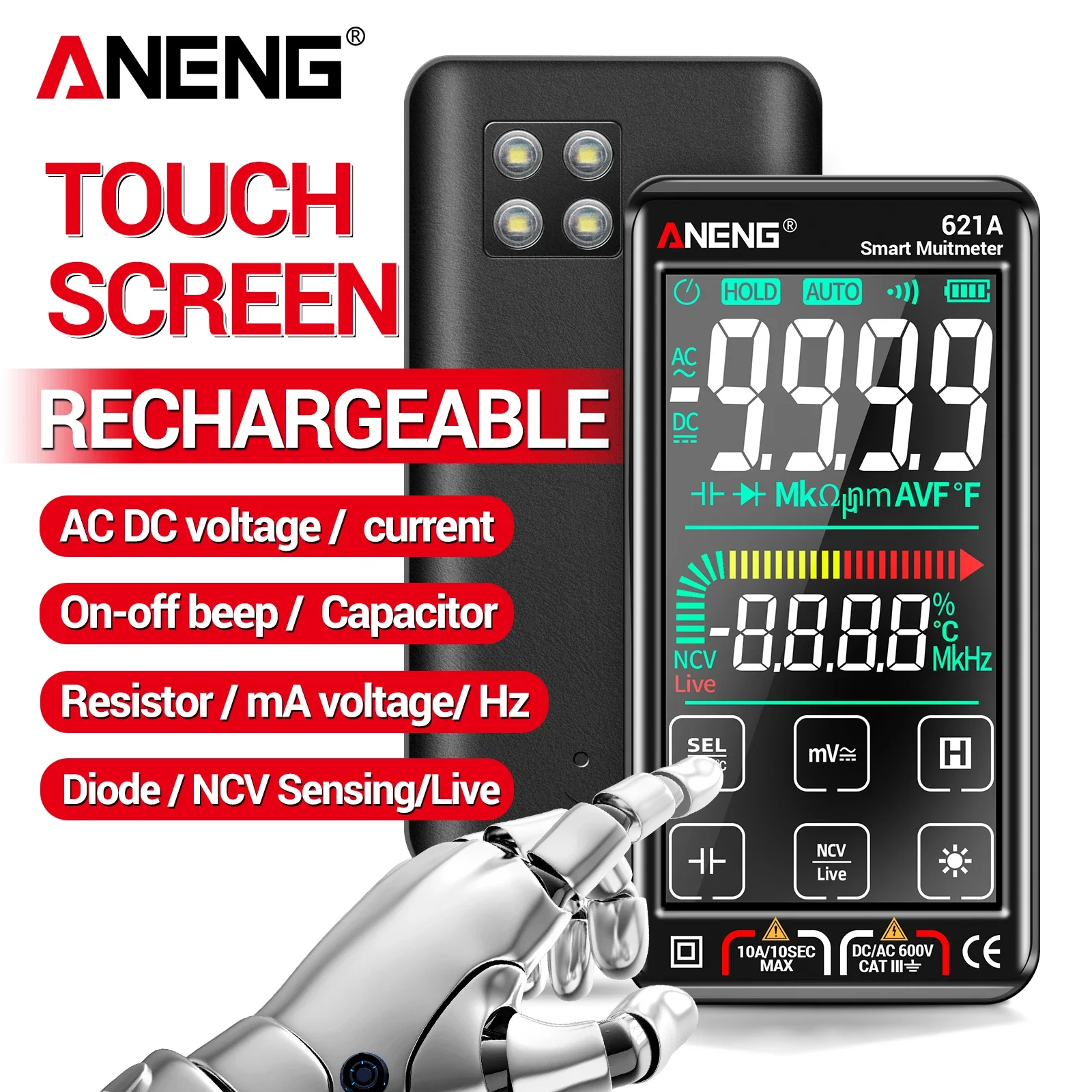 ANENG 621A Professional Intelligent Multimeter High Voltage Measurement Intelligent Anti Burn Electrical Maintenance Tool