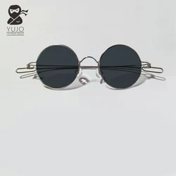 40mm UV400 handmade custom sunglasses Screw free straight leg glasses sunnies with dark gray, dark brown, and dark green lenses