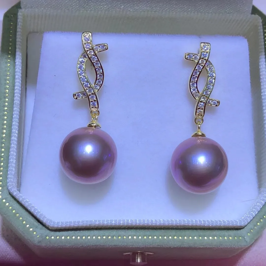 Wholesale S925 Sterling Silver Earrings Mount Findings Settings Base Mounting Parts Accessory for 11-13mm Pearls 5 pairs/lot