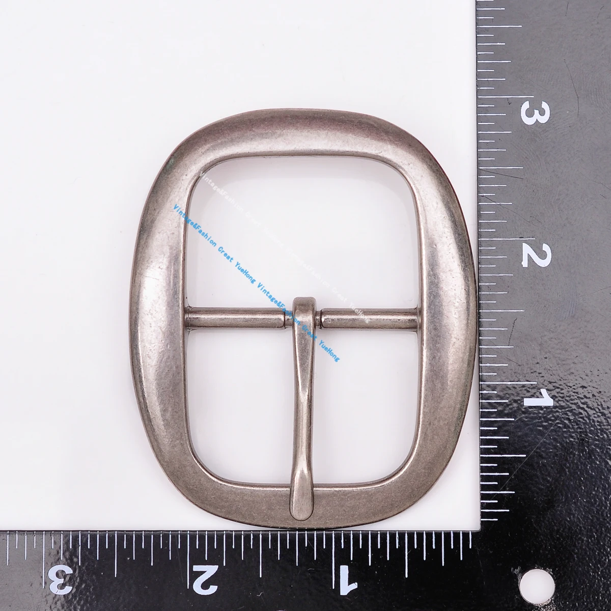DIY Heavy Strong Center Bar Pin Belt Buckle Nickle Plated Fit 40mm Leather Strap 75*62MM
