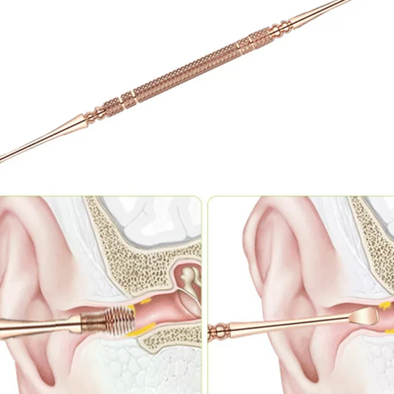 Double Head Stainless Steel Spiral Earpick Ear Scoop Earwax Digging Tools Earwax Curette Spoon Care Ear Clean Toolear Cleaner