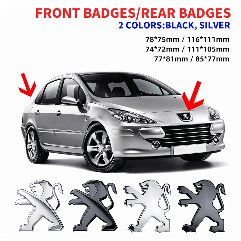 1pcs ABS 3D Car Emblem Badge Hood Front Rear Trunk Logo for Peugeot 207 307 407 507 508 408 308 206 406 5008 3008 2008 4008