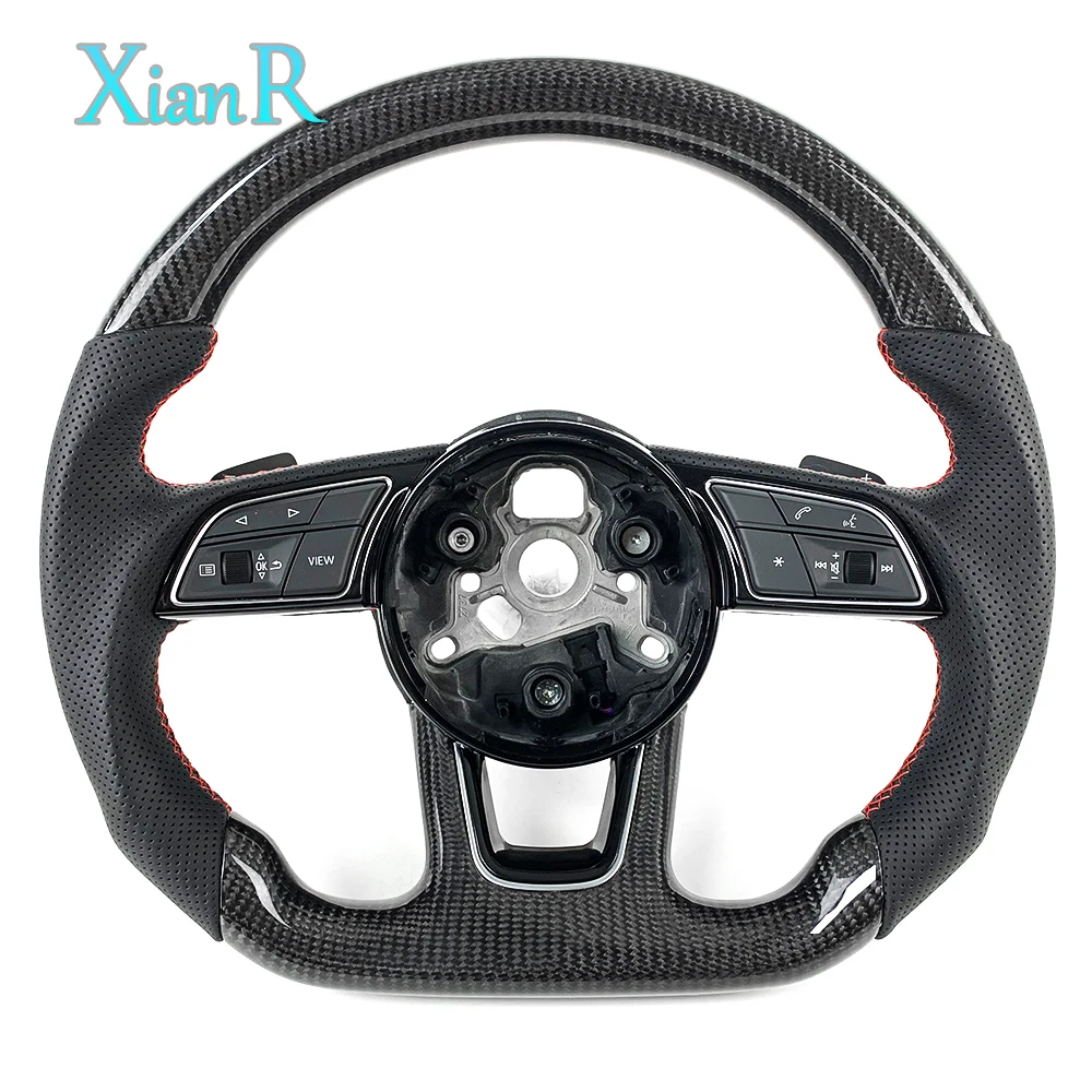 Customized Black Sport Style Steering Wheel with Shift Paddles for Audi A3 A4L A5 Q5 A6 A6L A7 S3 S4 Q2 Q3 Car Steering Wheel