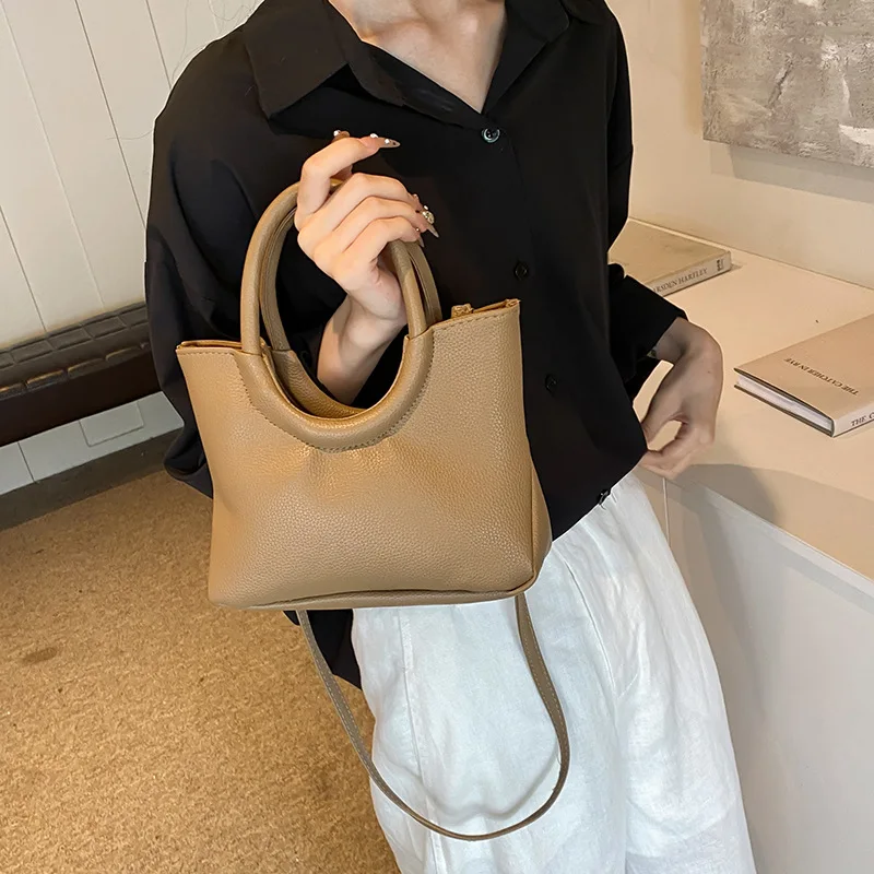2024 Women\'s Satchel Advanced Cloud Bag lychee Circle hand Bag Korean Version Lady’s Single shoulder Crossbody Bag