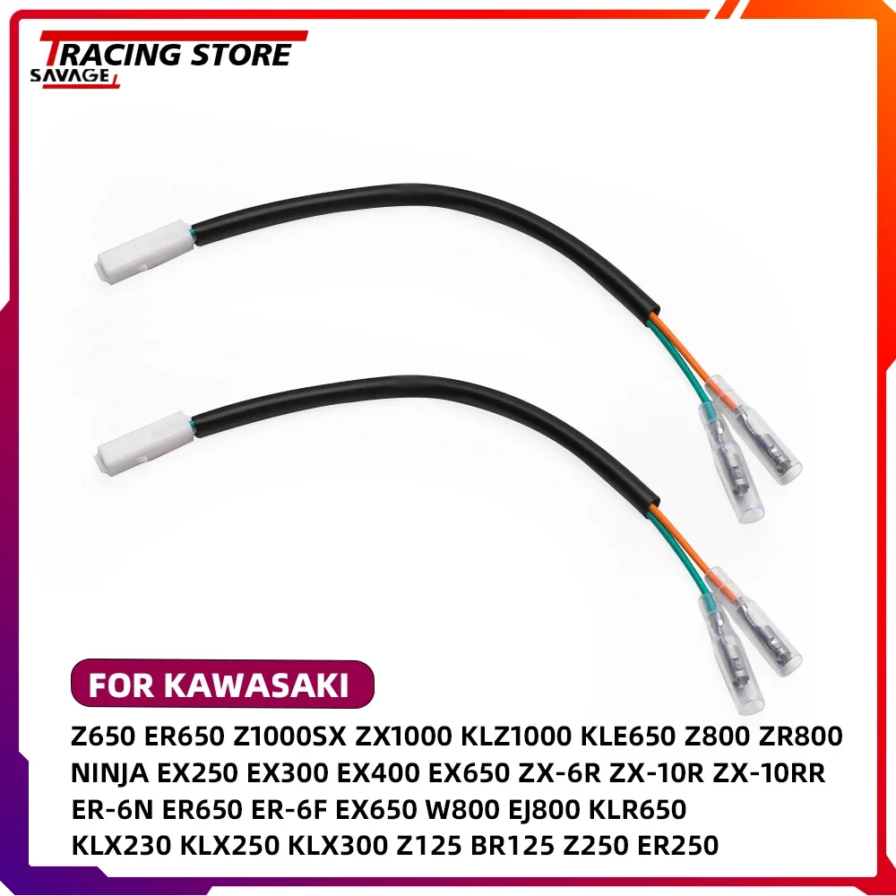 

2 Wire Cables Indicator Turn Signal Light Adapters Cable For Kawasaki Ninja ZX6R ZX10R ZX10RR ZX1000 ZX1002 KLR650 KLZ1000 Z800