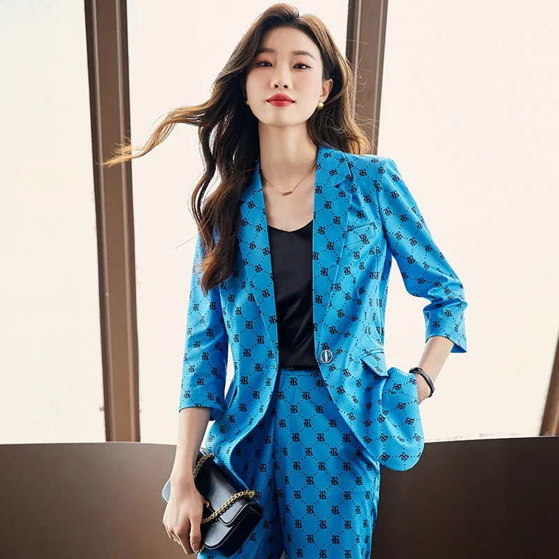 

Fashion Floral Print Mid-Length Sleeves Suit Jacket Female 2023 Spring/Summer New Business Suit Western Style Youthful-Looking P