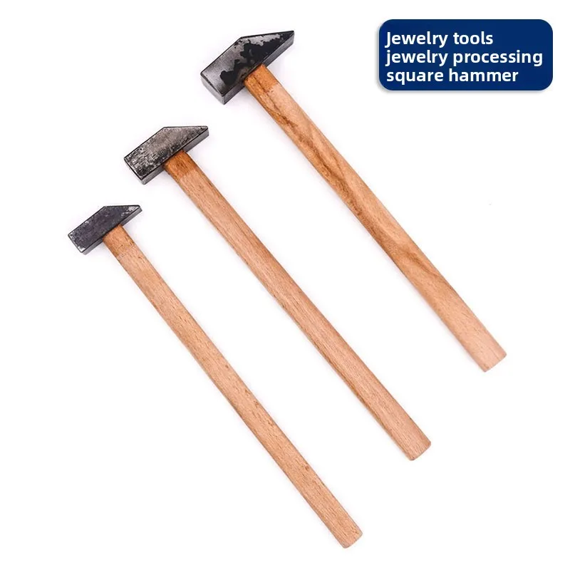 Mini Square Head Hammer Wooden Handle Gold Silver Smithing Jewelers Repair DIY Jewelry Making Metal Forging Hand Tool